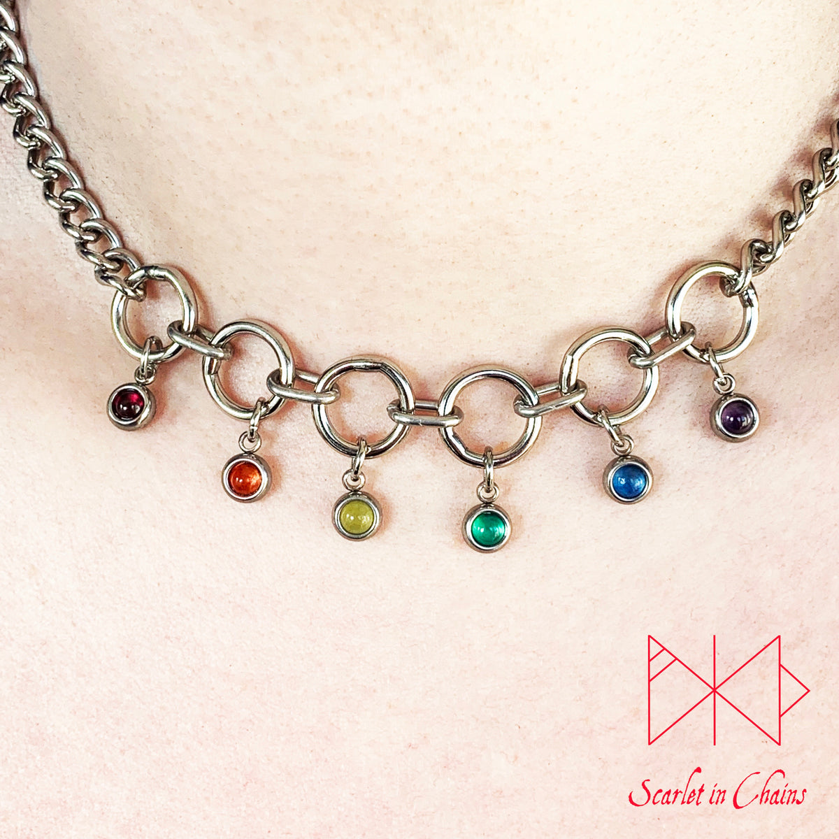 Pride Necklace stainless steel - LGBTQ+ - Trans Pride jewellery - Bisexual necklace - Asexual jewellery - Pride - Non Binary necklace - Pan Shown Close Rainbow Pride