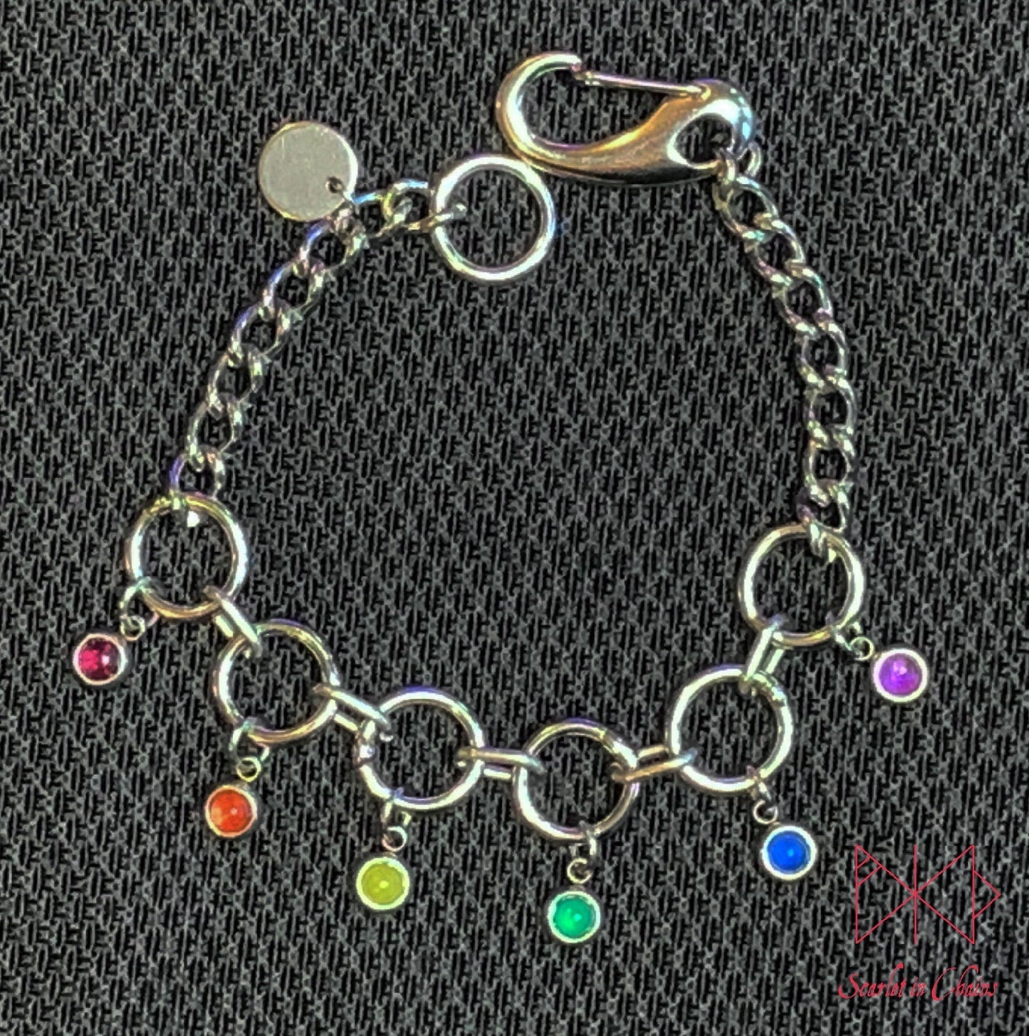 Stainless steel Pride bracelet - Trans pride bracelet - Bisexual jewellery - coming out gift - LGBTQ+ jewellery - Non Binary charm bracelet Shown Close Rainbow Pride