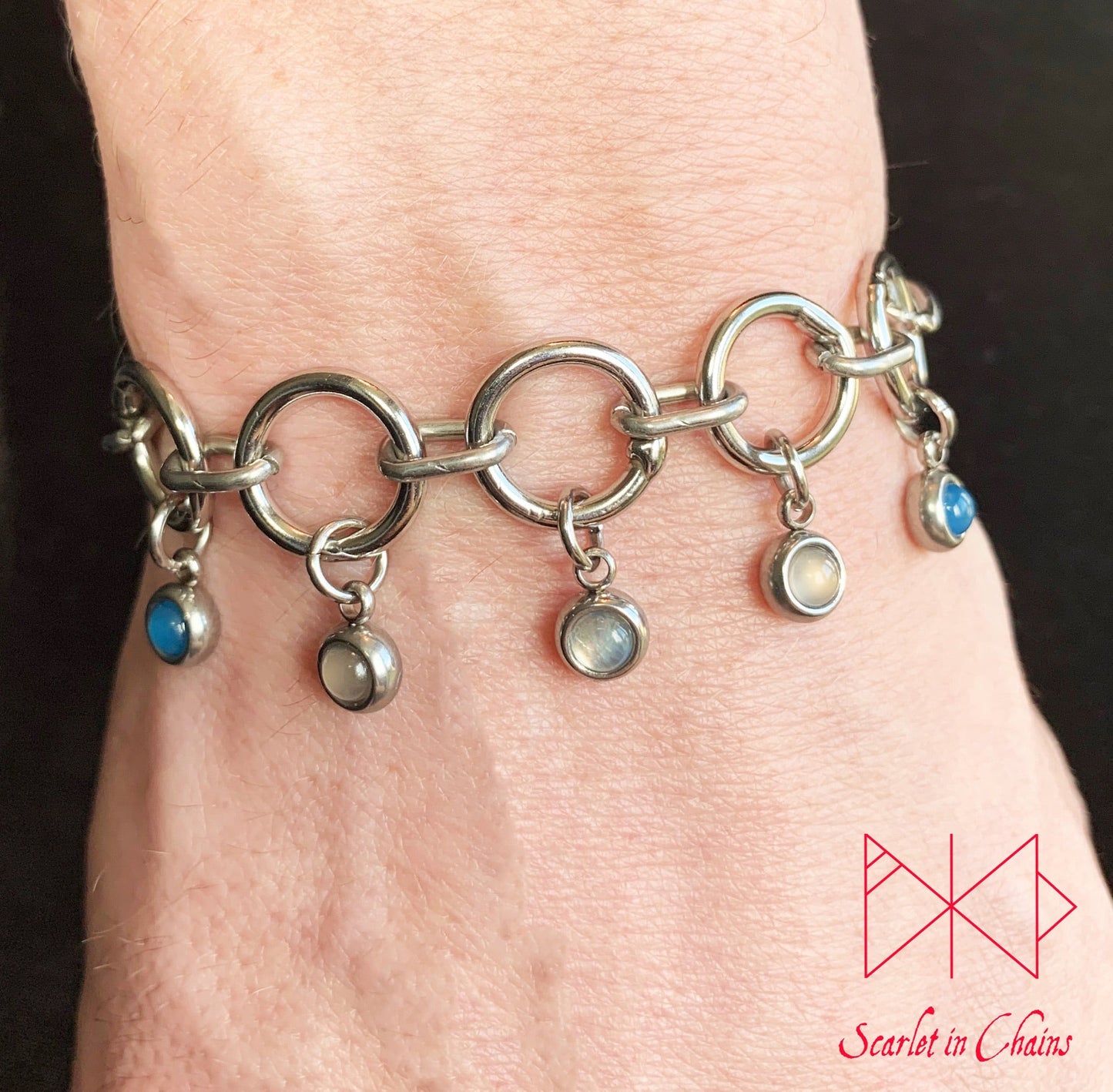 Stainless steel Pride bracelet - Trans pride bracelet - Bisexual jewellery - coming out gift - LGBTQ+ jewellery - Non Binary charm bracelet Shown warn Trans Transexual