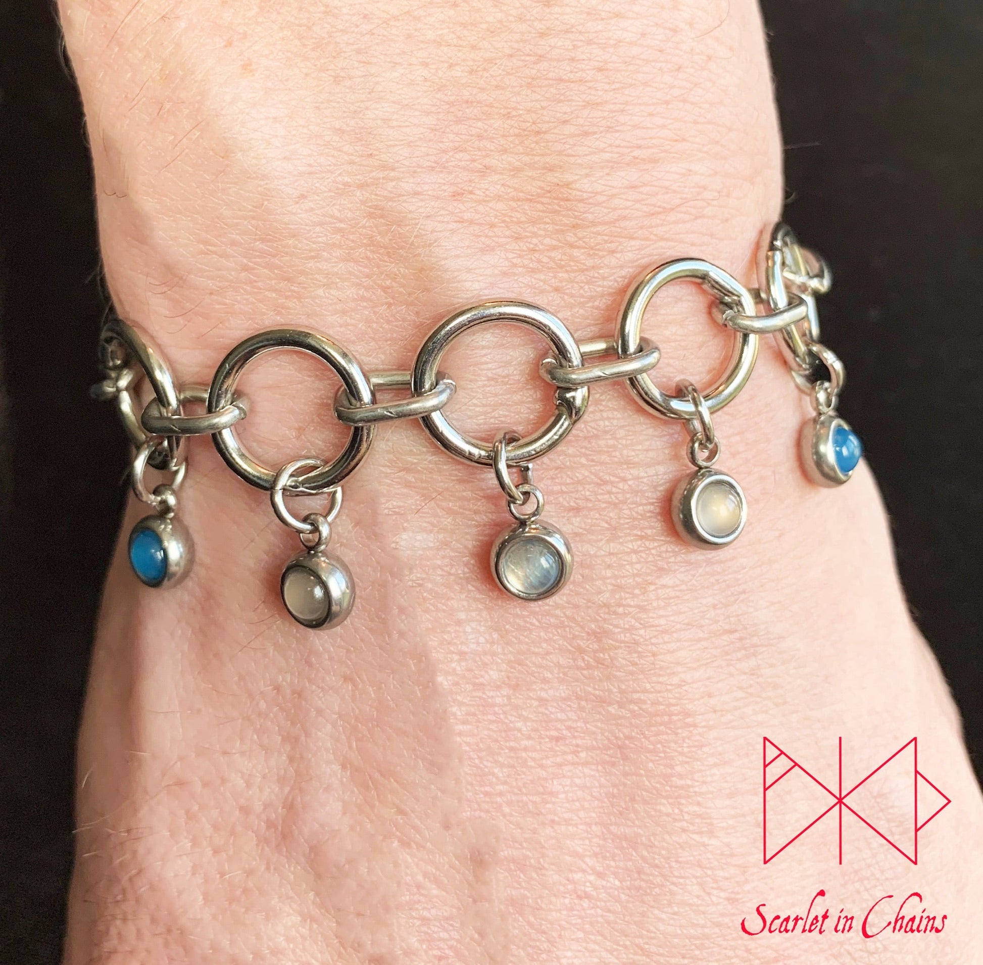 Stainless steel Pride bracelet - Trans pride bracelet - Bisexual jewellery - coming out gift - LGBTQ+ jewellery - Non Binary charm bracelet Shown warn Trans Transexual