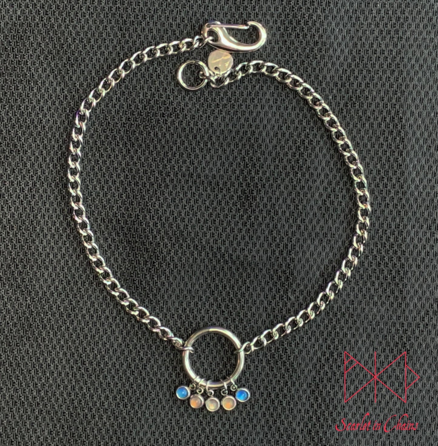 Pride Stainless steel O ring day collar - LGBTQ+ - Trans Pride jewellery - Bisexual necklace - Asexual jewellery - Pride - Non Binary Shown Flat Trans Transexual Edit alt text