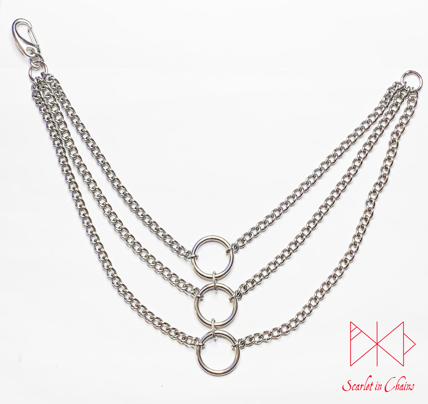 tainless Steel Triple Luna Choker - Bdsm Day Collar - Layered necklace - Goth choker - O ring choker - Grunge choker - Goth Wedding - Punk Shown flat