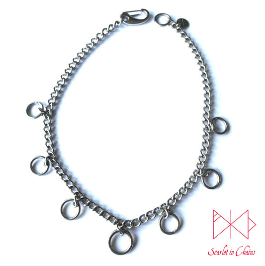 Valkyrie Micro chain collar 304 stainless steel shown flat, goth choker, alternative collar, stainless steel jewellery, goth jewellery, event jewellery. Goth Necklace, Stainless Steel Necklace, Event Necklace, witch jewellery, witch necklace, witchy necklace, witchy jewellery, occult jewellery, day collar