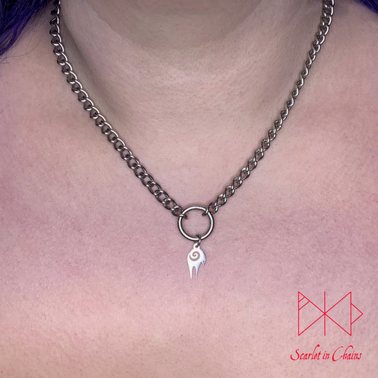 Stainless Steel Goat charm necklace, day collar, Witch necklace, witchy necklace, Shown warn