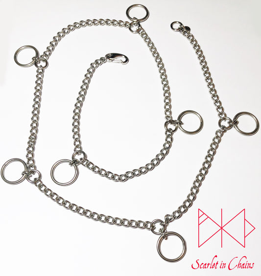 Flat shot of stainless steel chain mystic belt