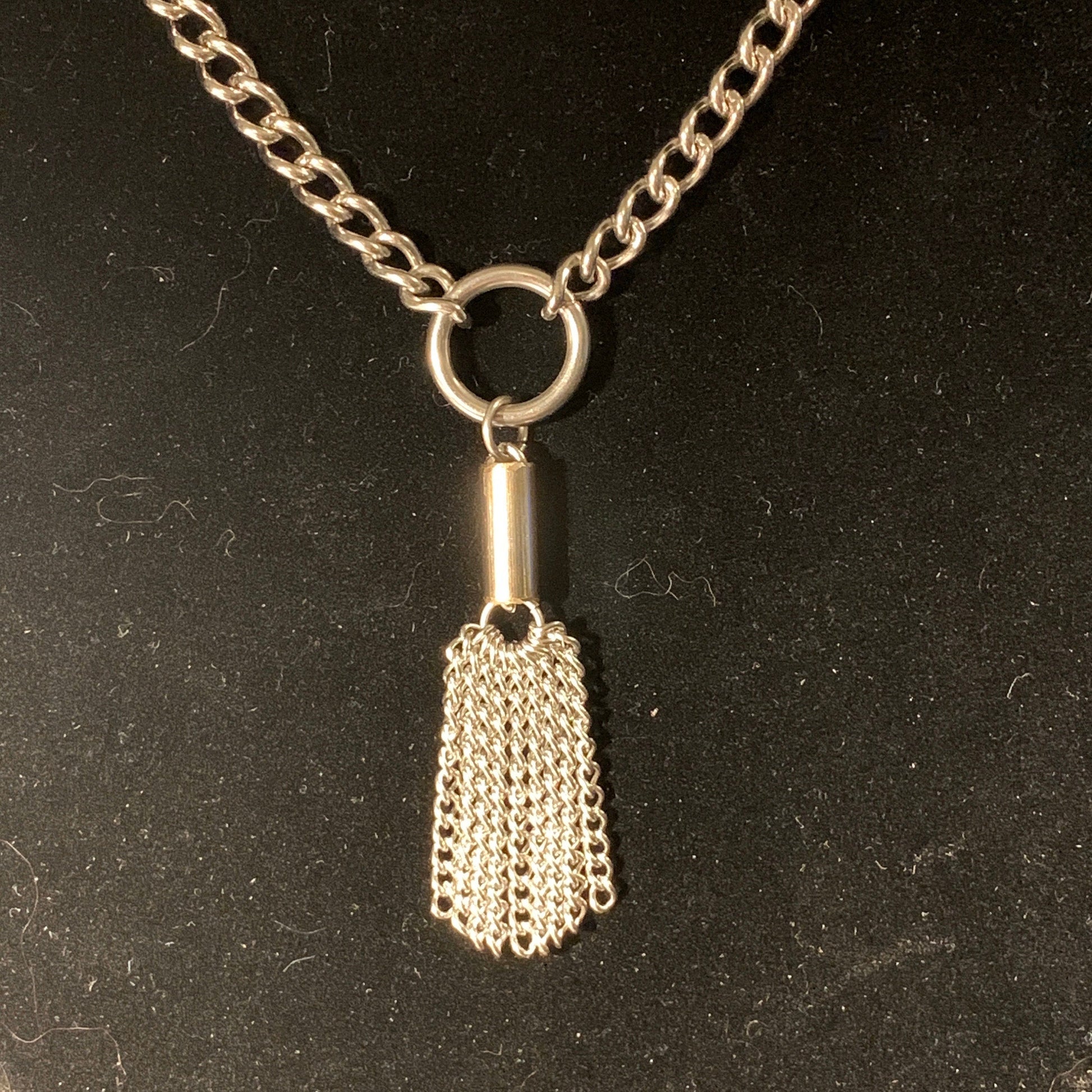 304 Stainless steel Nine Tails Flogger Necklace Close up view