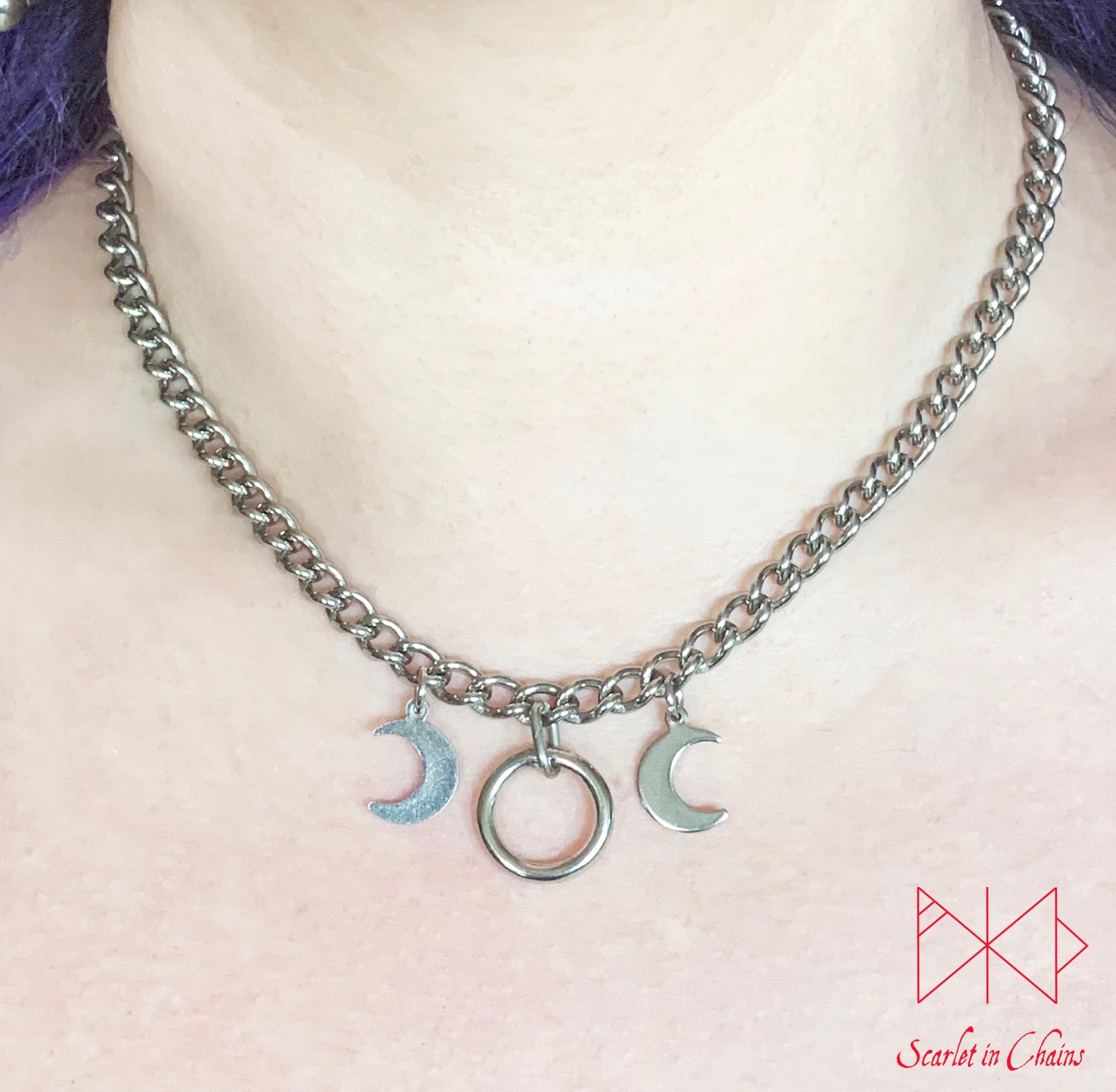 worn far shot of micro goddess necklace