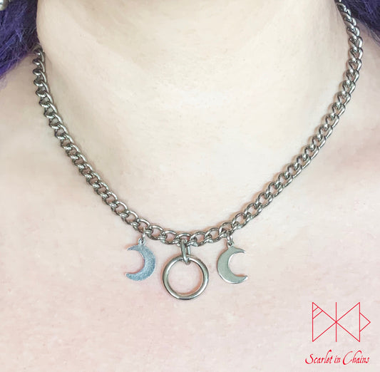 worn far shot of micro goddess necklace