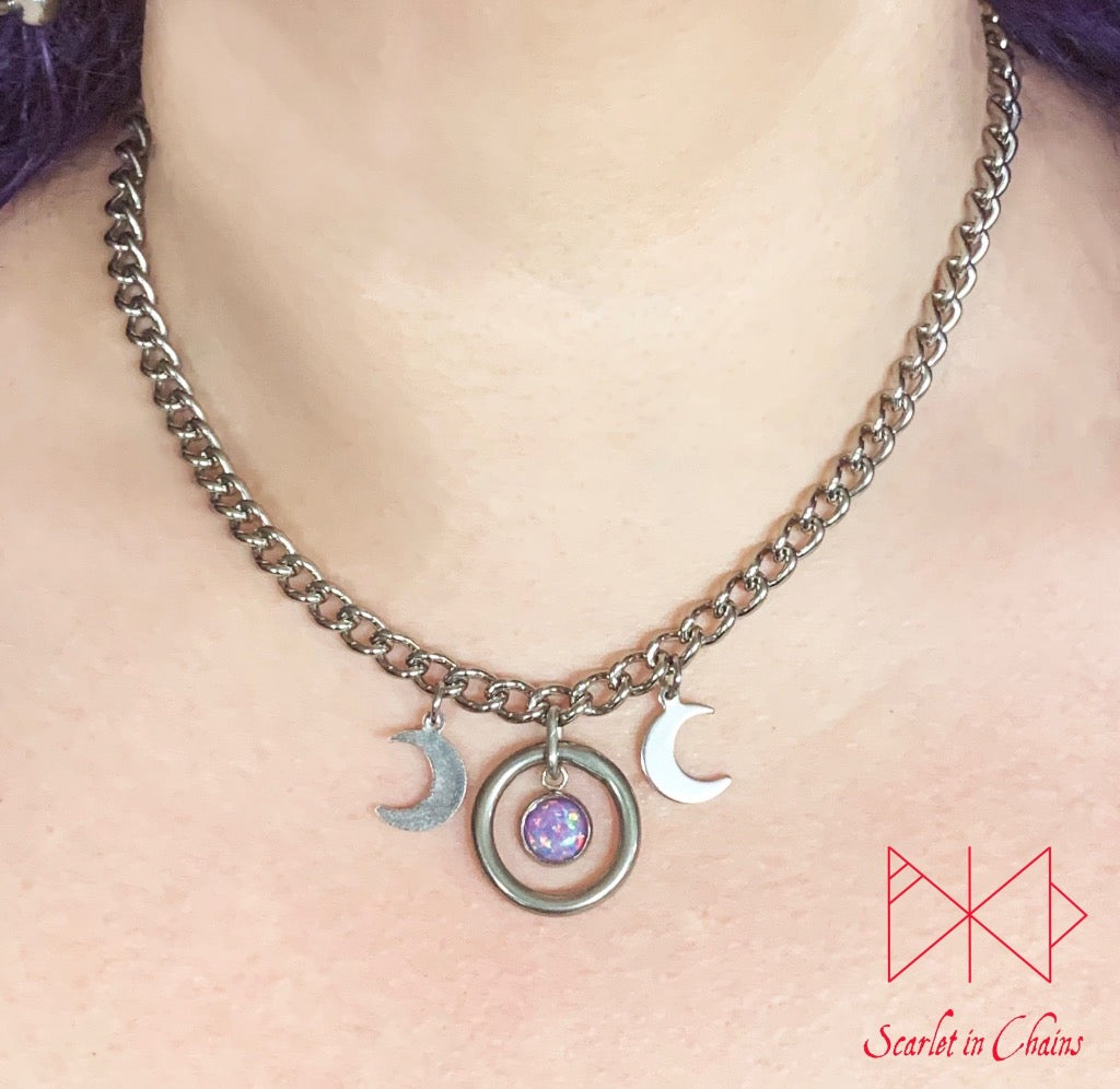 Stainless Steel Micro Synthetic Opal Goddess Shown warn