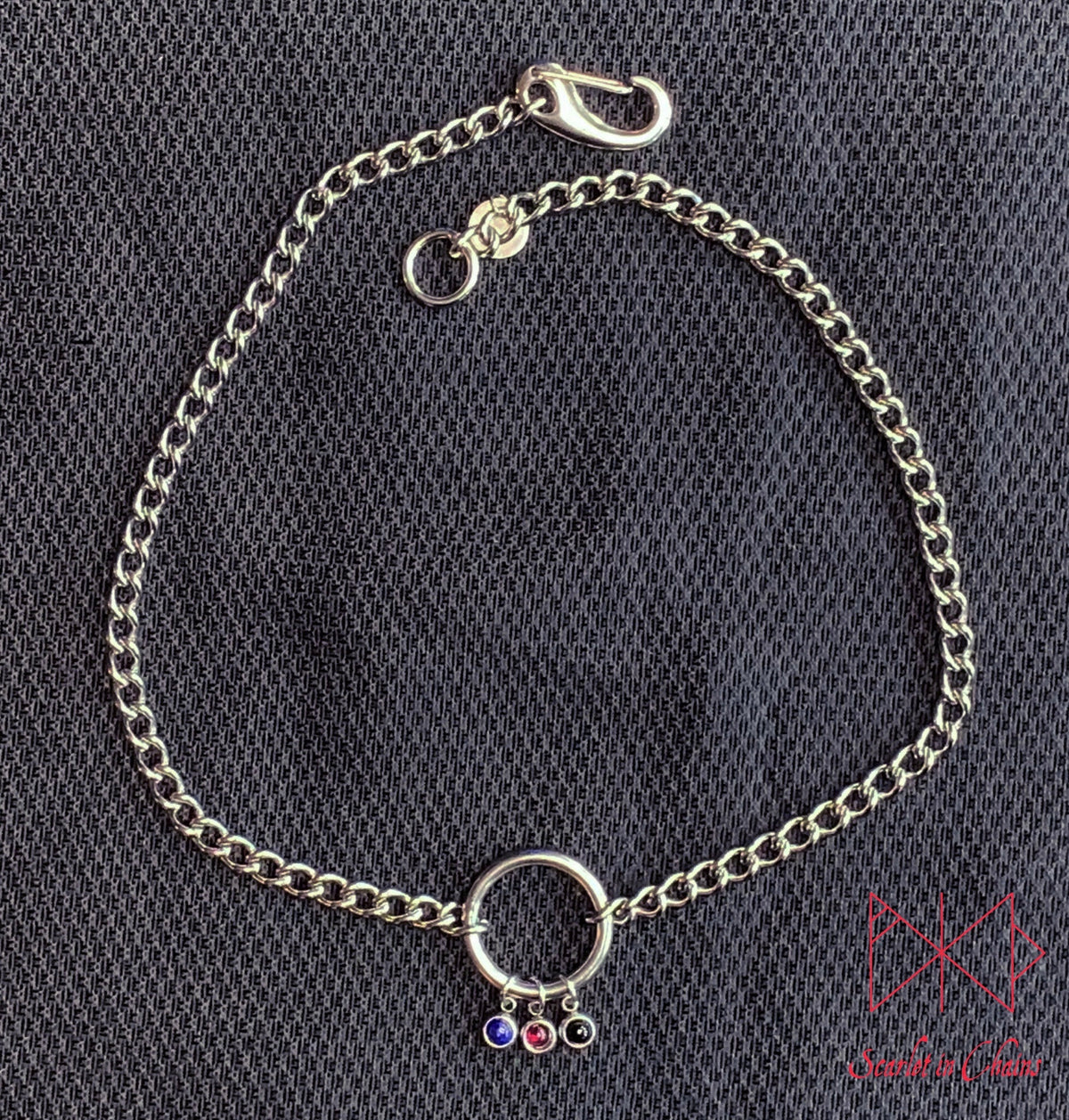 Pride Stainless steel O ring day collar - LGBTQ+ - Trans Pride jewellery - Bisexual necklace - Asexual jewellery - Pride - Non Binary Shown Flat Polyamorous Edit alt text