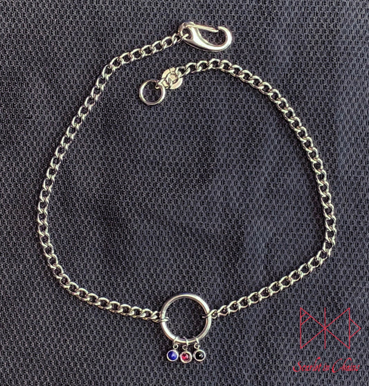 Pride Stainless steel O ring day collar - LGBTQ+ - Trans Pride jewellery - Bisexual necklace - Asexual jewellery - Pride - Non Binary Shown Flat Polyamorous