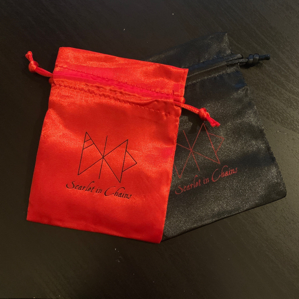 Limited Edition Stainless Steel As Above So Below necklace - Occult Necklace - Witch Necklace - Baphomet Necklace - Goth Necklace - Witchy - showing Red Bag Edition, goth choker, alternative collar, stainless steel jewellery, goth jewellery, event jewellery. Goth Necklace, Stainless Steel Necklace, Event Necklace, witch jewellery, witch necklace, witchy necklace, witchy jewellery