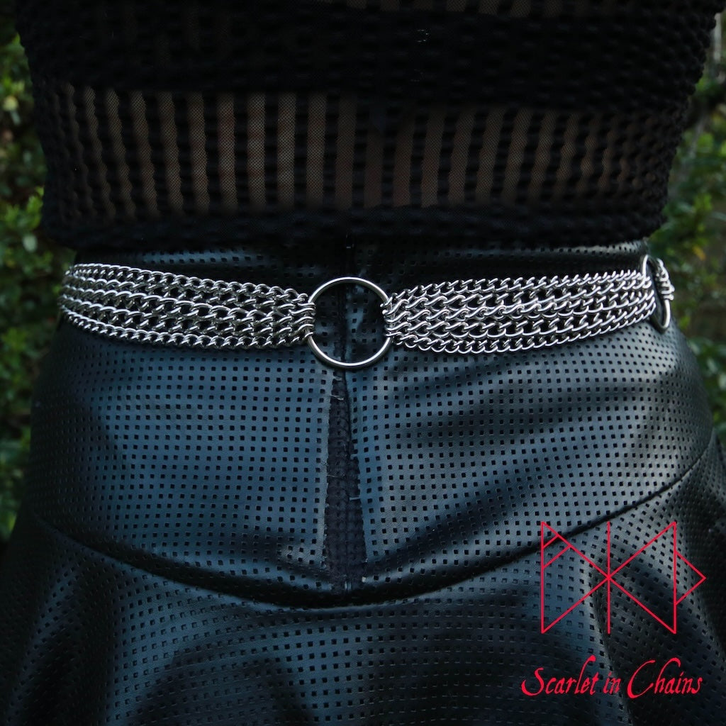 Demoness Belt, witchy belt, punk belt, emo belt, goth belt stainless steel belt shown worn Front, Goth Jewellery, Alternative Jewellery, Witch Jewellery, Occult Jewellery, Alternative Belt, Witch Belt, Stainless Steel Jewellery, Stainless Steel Belt