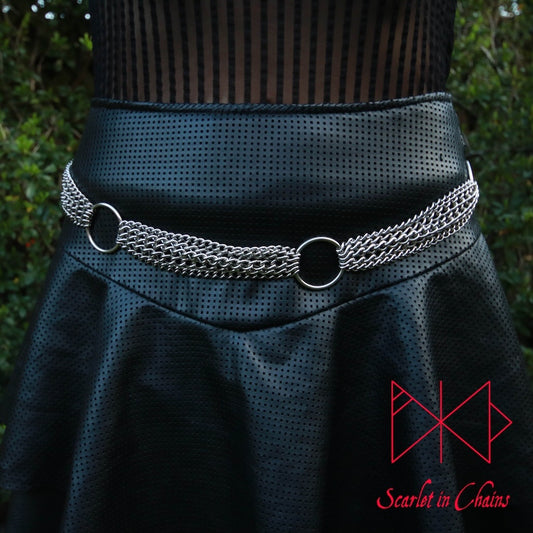 Demoness Belt, witchy belt, punk belt, emo belt, goth belt stainless steel belt shown worn Front, Goth Jewellery, Alternative Jewellery, Witch Jewellery, Occult Jewellery, Alternative Belt, Witch Belt, Stainless Steel Jewellery, Stainless Steel Belt