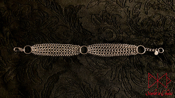 Stainless Steel Demoness choker - Statement choker - regal jewellery - Goth Wedding - Mistress choker - BDSM collar - Goth choker shown flat