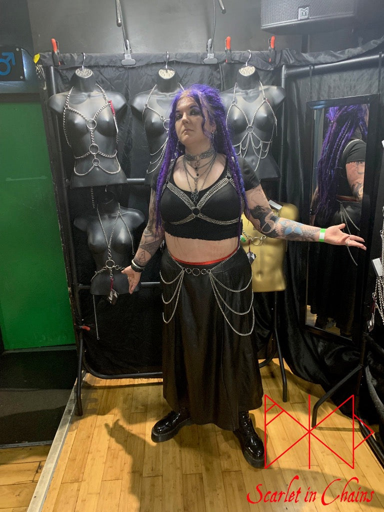 Demoness Harness - Statement Harness - Chain Harness - Chain Bra - Stainless Steel Harness - Shown Warn in public