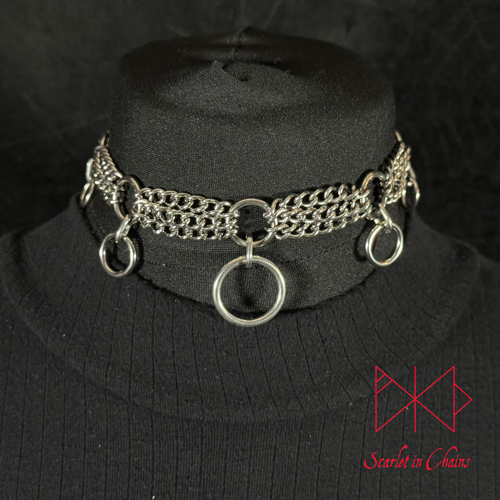 Micro Abraxas choker collar goth choker alternative collar stainless steel jewellery, goth jewellery, event jewellery, day collar shown warn