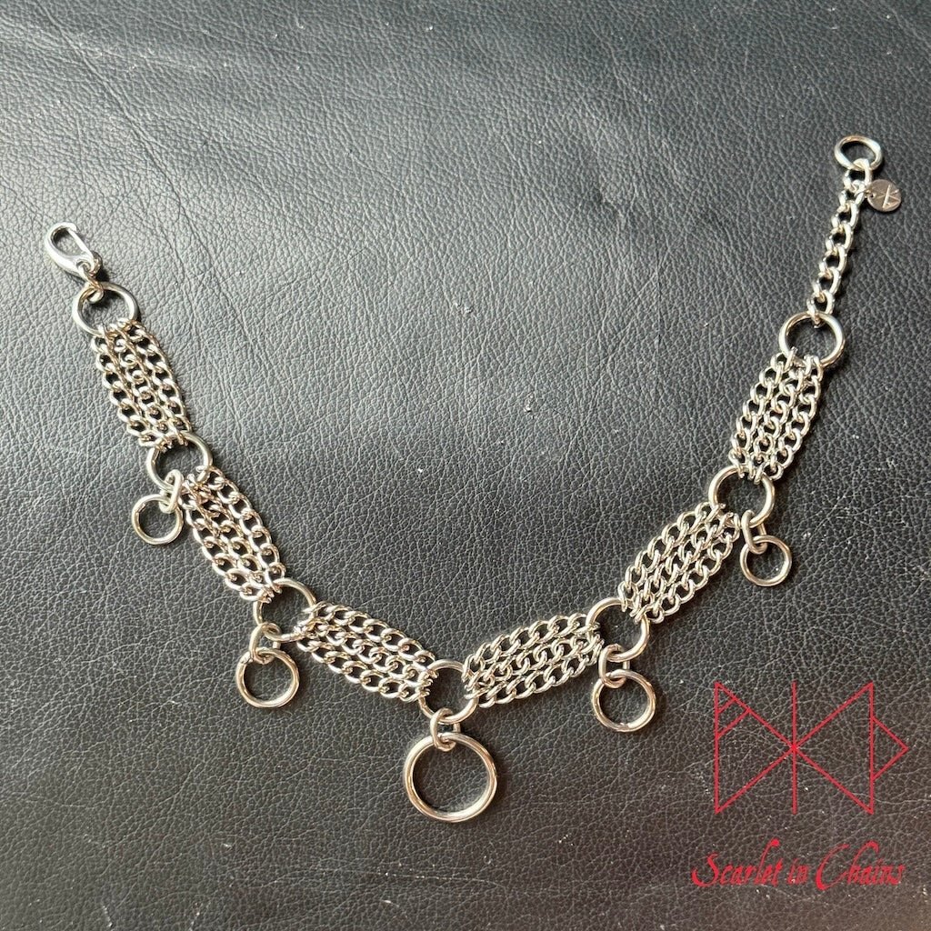 Micro Abraxas choker collar goth choker alternative collar stainless steel jewellery, goth jewellery, event jewellery, day collar shown flat