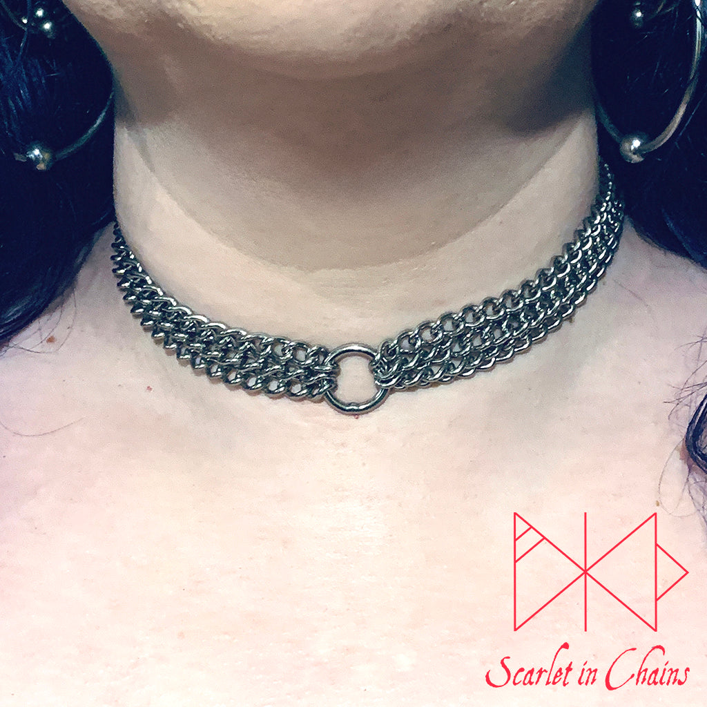 Micro Demoness Choker Goth Choker alternative choker stainless steel choker elegant choker shown warn