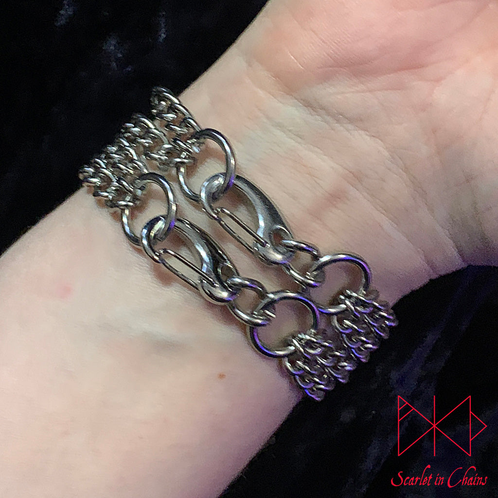 Micro Succubus Wrist Cuff - Stainless Steel Wrist Cuff - Stainless Steel Bracelet - O Ring Cuff - Shown Warn underside