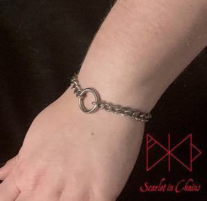 Micro Luna Wrist Cuff - Stainless Steel Wrist Cuff - Stainless Steel Bracelet - O Ring Cuff - Shown Warn