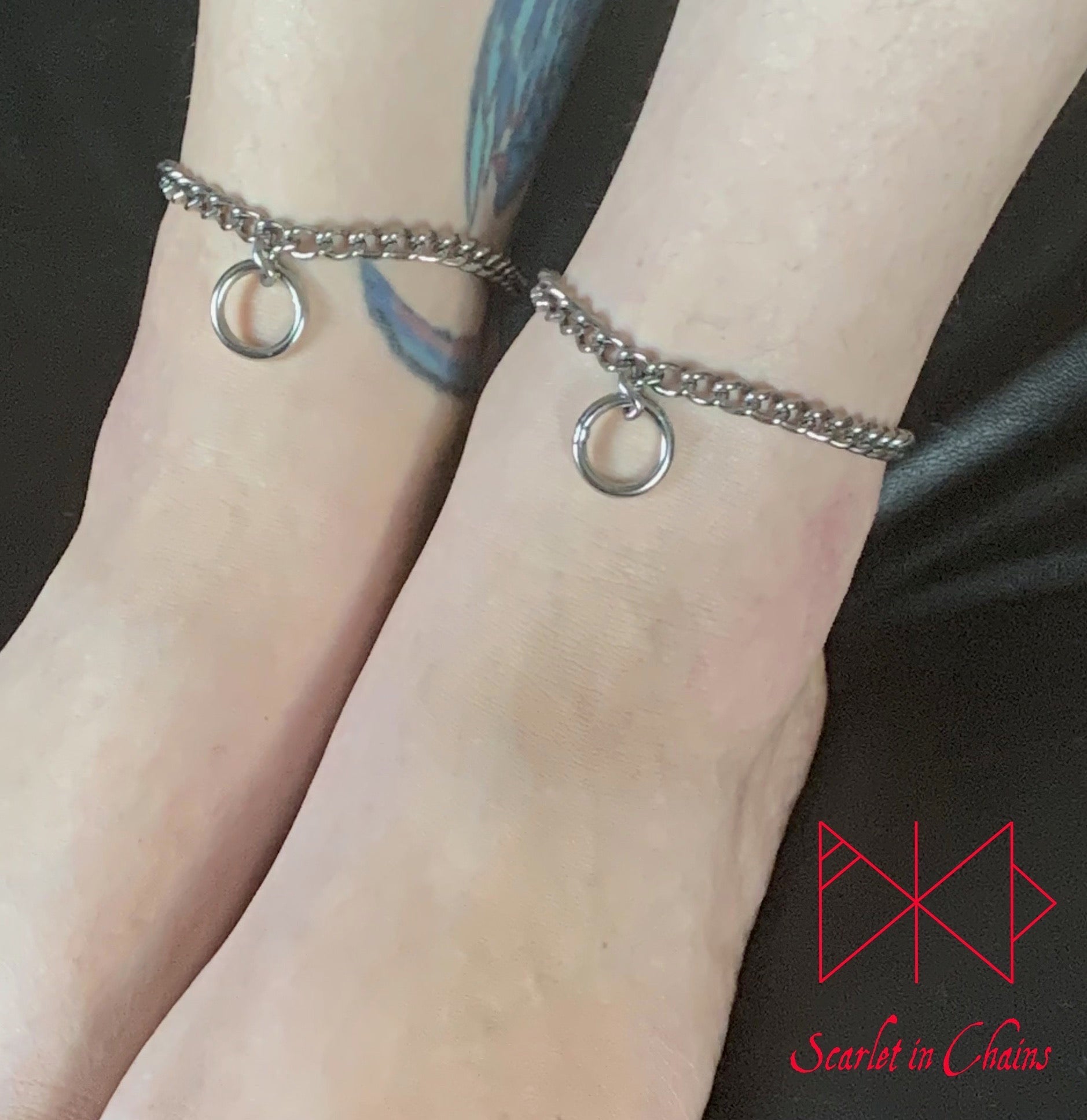 Micro Rockstar Anklets Pair - Stainless Steel Jewellery - Shown Warn