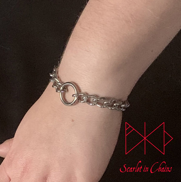 Mini Luna Wrist Cuff - Stainless Steel Wrist Cuff - Stainless Steel Bracelet - O Ring Cuff - Shown Warn