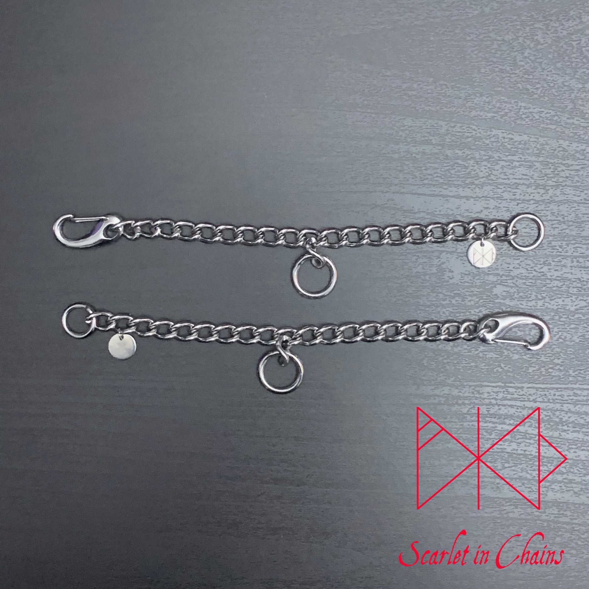 Mini Rockstar Anklets Pair - Stainless Steel Jewellery - Shown Flat