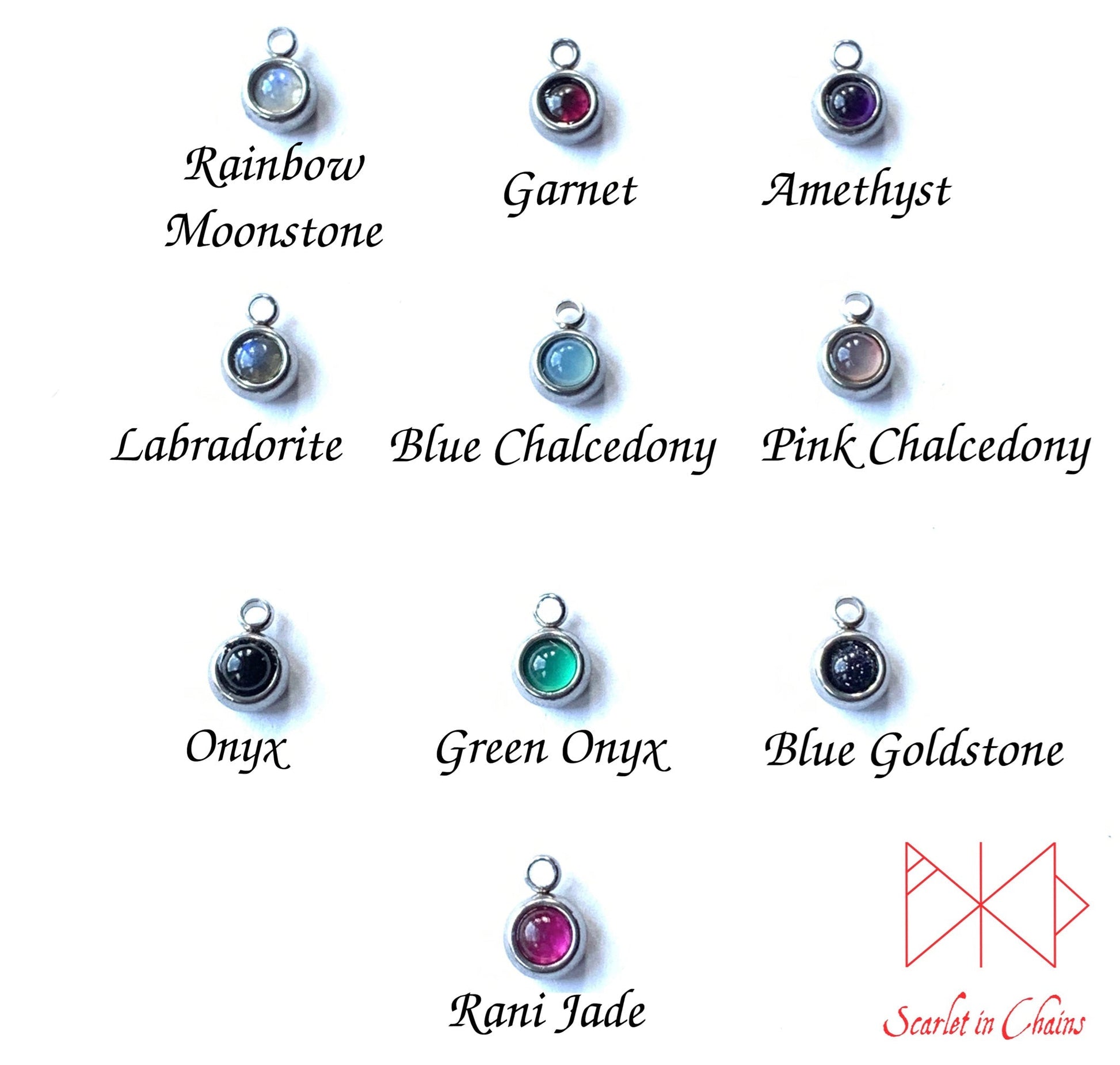 Stainless Steel Crystal Midday All Seeing Eye - Eye of Providence day collar - bdsm day collar - O ring collar - locking day collar - subtle day collar - Goth showing 4mm semi precious crystal colour chart