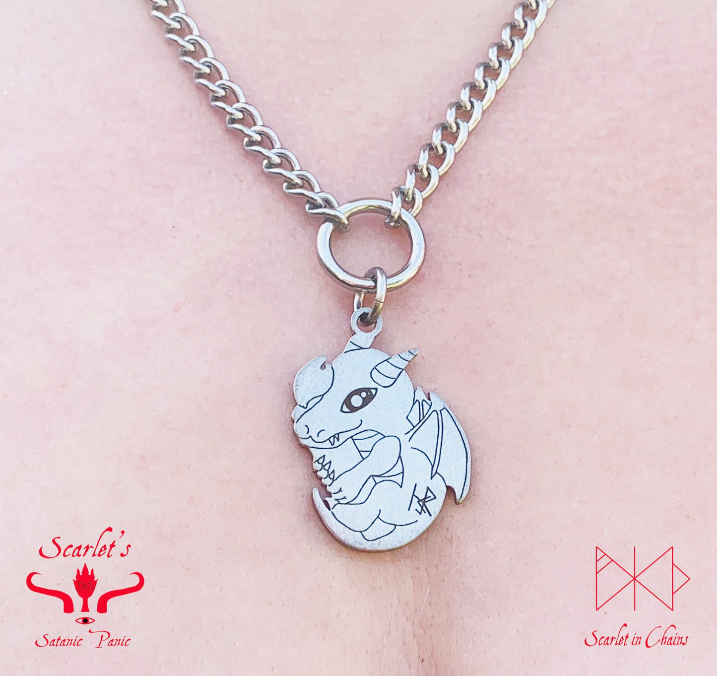 Limited Edition Stainless Steel Mindful Dragon necklace close up