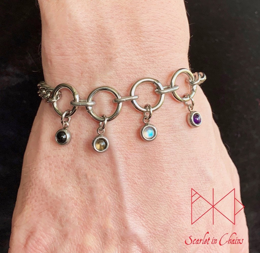 Stainless steel Pride bracelet - Trans pride bracelet - Bisexual jewellery - coming out gift - LGBTQ+ jewellery - Non Binary charm bracelet Shown warn Asexual