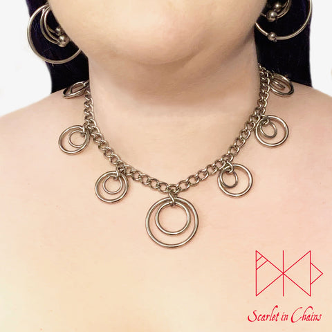 Valkyrie Eclipse Mini Collar shown worn. made from 304 Stainless Steel