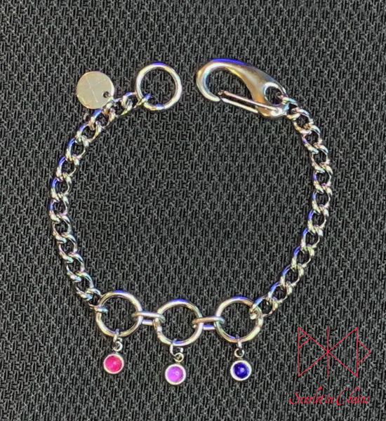 Stainless steel Pride bracelet - Trans pride bracelet - Bisexual jewellery - coming out gift - LGBTQ+ jewellery - Non Binary charm bracelet Shown Flat Bi Bisexual