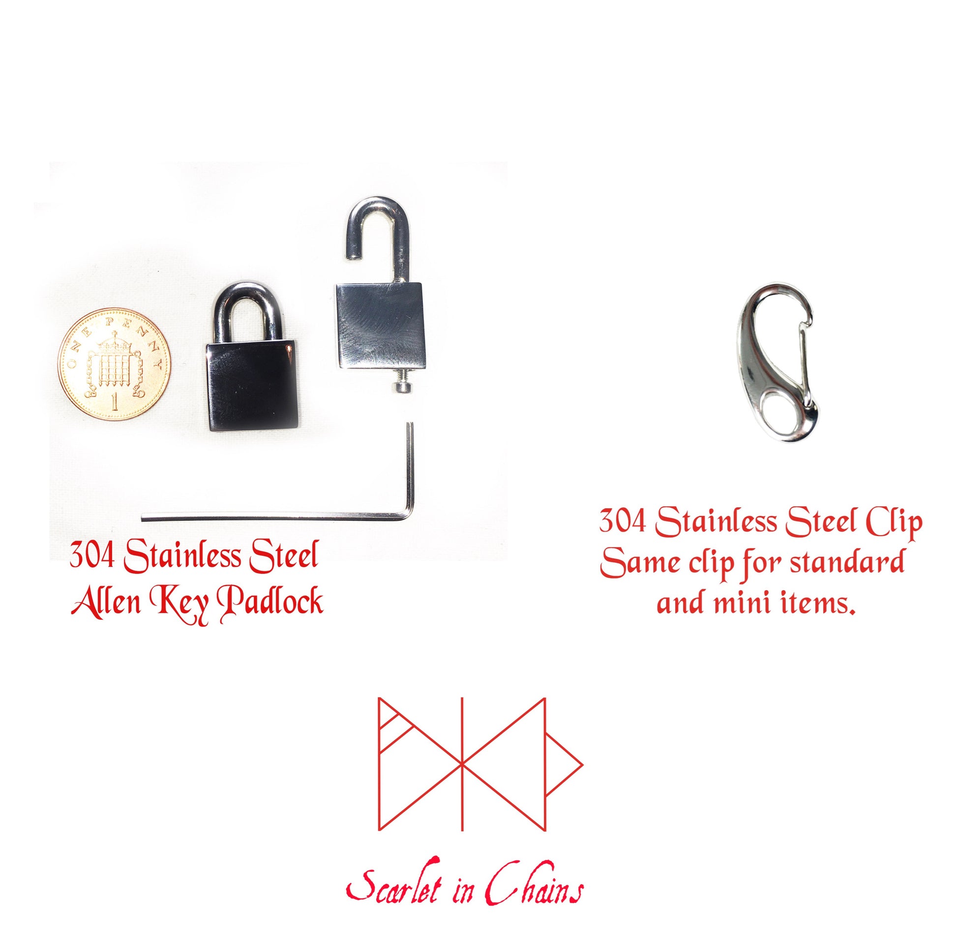 stainless steel clip or stainless steel padlock option