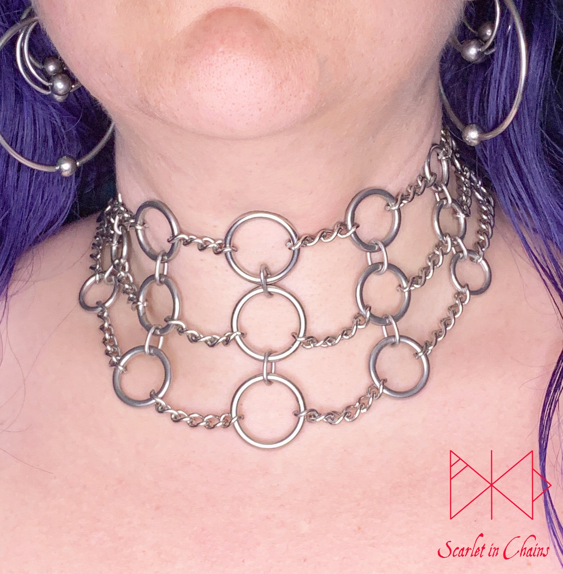 Stainless Steel Cage choker - Statement choker - post Apocalyptic jewellery - Goth Wedding - Mistress choker - BDSM collar - Goth choker shown warn front