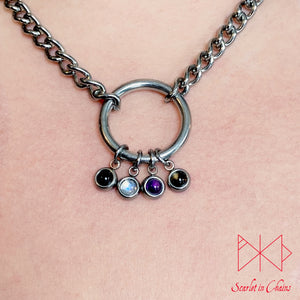 Pride Stainless steel O ring day collar - LGBTQ+ - Trans Pride jewellery - Bisexual necklace - Asexual jewellery - Pride - Non Binary Shown Close Demisexual