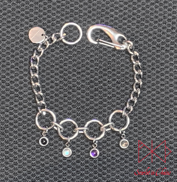 Stainless steel Pride bracelet - Trans pride bracelet - Bisexual jewellery - coming out gift - LGBTQ+ jewellery - Non Binary charm bracelet Shown flat Demisexual