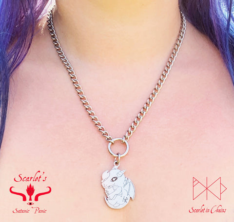 Limited Edition Stainless Steel Mindful Dragon necklace worn