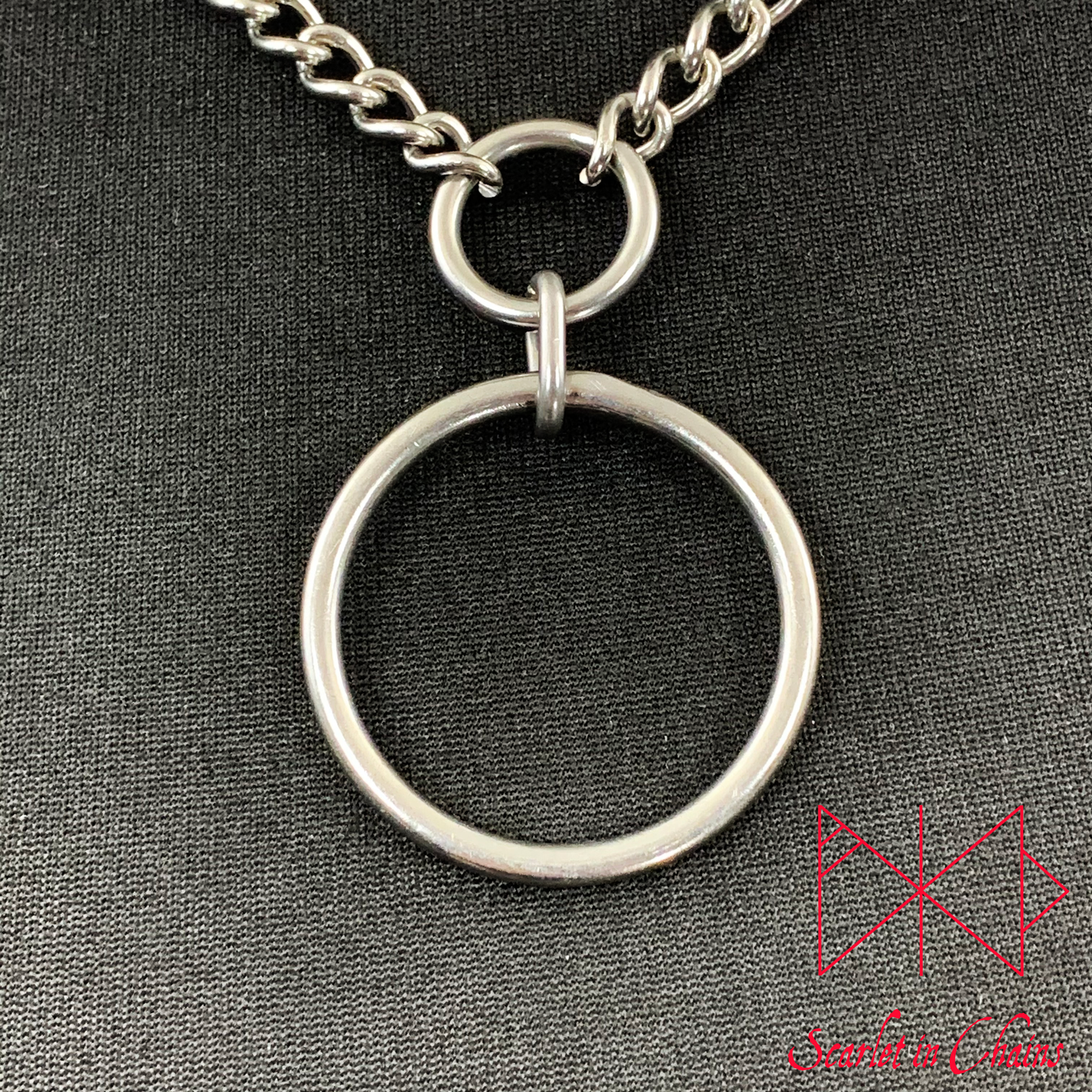 Stainless Steel Full Circle Collar - BDSM day collar - Mistress Gift - O ring necklace - Grunge chains - Goth Collar - witchy necklace Shown Close Up