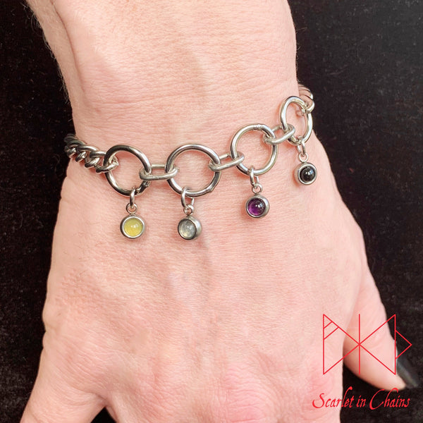 Stainless steel Pride bracelet - Trans pride bracelet - Bisexual jewellery - coming out gift - LGBTQ+ jewellery - Non Binary charm bracelet Shown warn NB Non Binary
