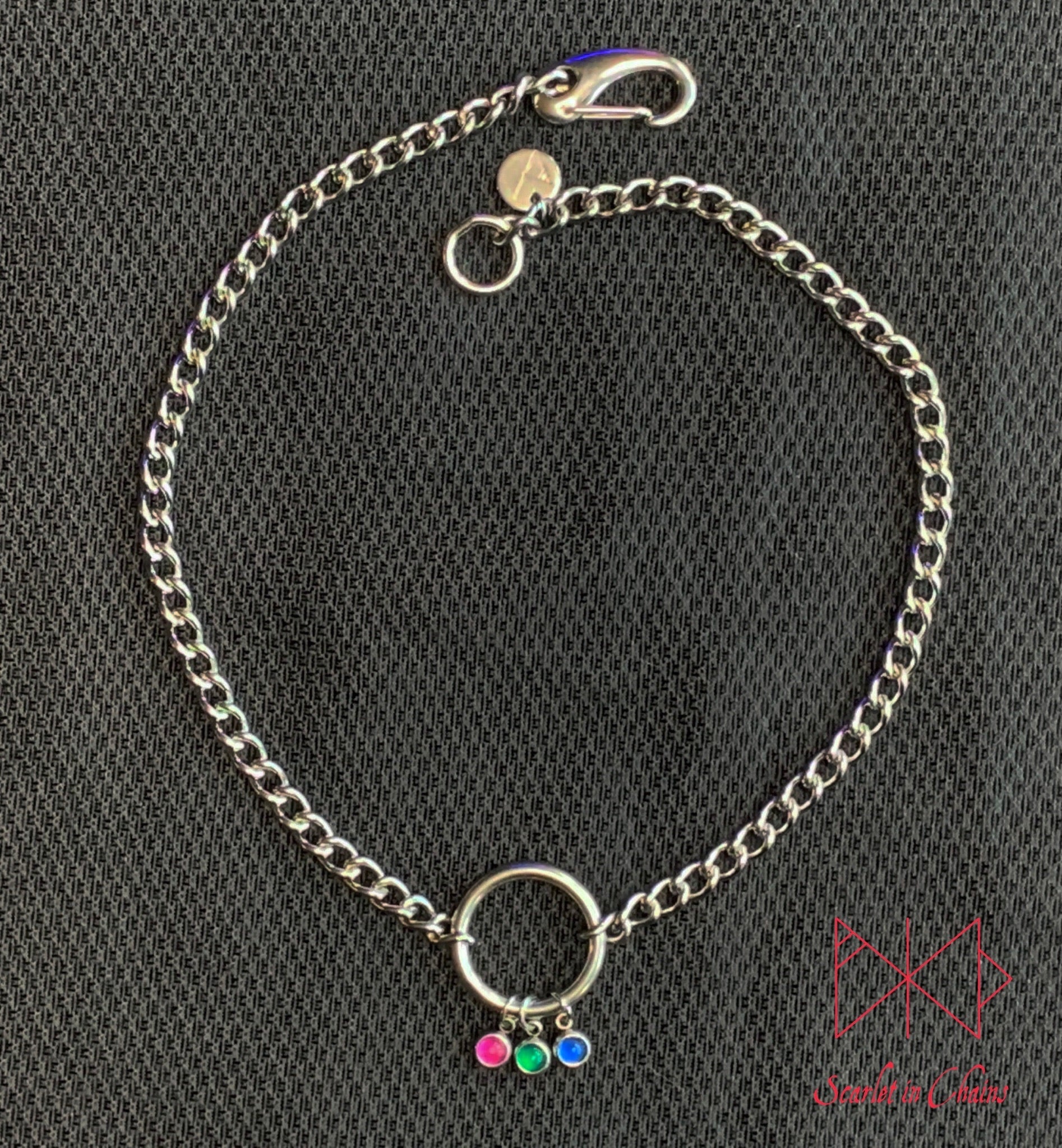 Pride Stainless steel O ring day collar - LGBTQ+ - Trans Pride jewellery - Bisexual necklace - Asexual jewellery - Pride - Non Binary Shown Flat Polysexual