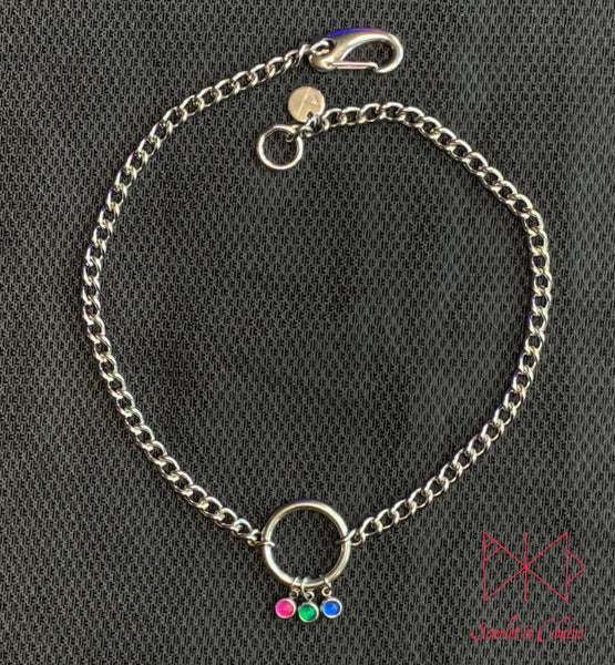 Pride Stainless steel O ring day collar - LGBTQ+ - Trans Pride jewellery - Bisexual necklace - Asexual jewellery - Pride - Non Binary Shown Flat Polysexual