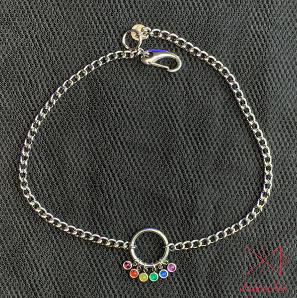 Pride Stainless steel O ring day collar - LGBTQ+ - Trans Pride jewellery - Bisexual necklace - Asexual jewellery - Pride - Non Binary Shown Flat Rainbow Pride