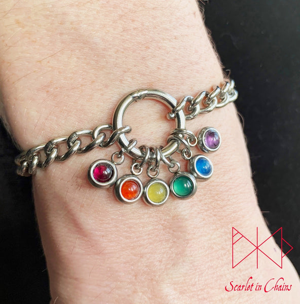 Stainless steel Pride cuff - Pride bracelet - Trans pride bracelet - Bisexual jewellery - coming out gift - LGBTQ+ jewellery - NB pride Shown Warn Rainbow Pride