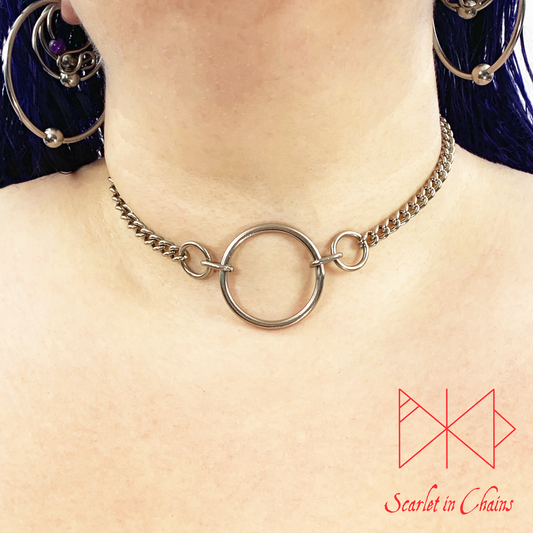 Stainless Steel Satellite choker - BDSM day collar - O ring choker - Grunge chains - Goth Collar - Chain Choker - Statement Choker - Goth Shown Warn