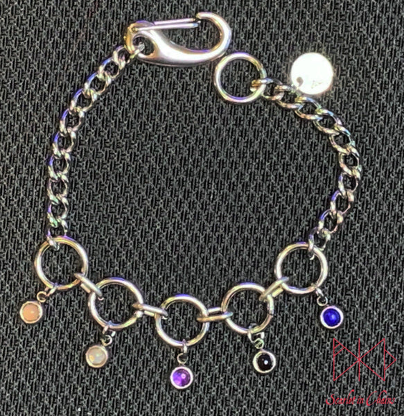 Stainless steel Pride bracelet - Trans pride bracelet - Bisexual jewellery - coming out gift - LGBTQ+ jewellery - Non Binary charm bracelet Shown flat Fluid Genderfluid
