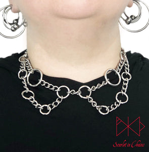 Witchy choker worn, stainless steel choker done in a lace collar style