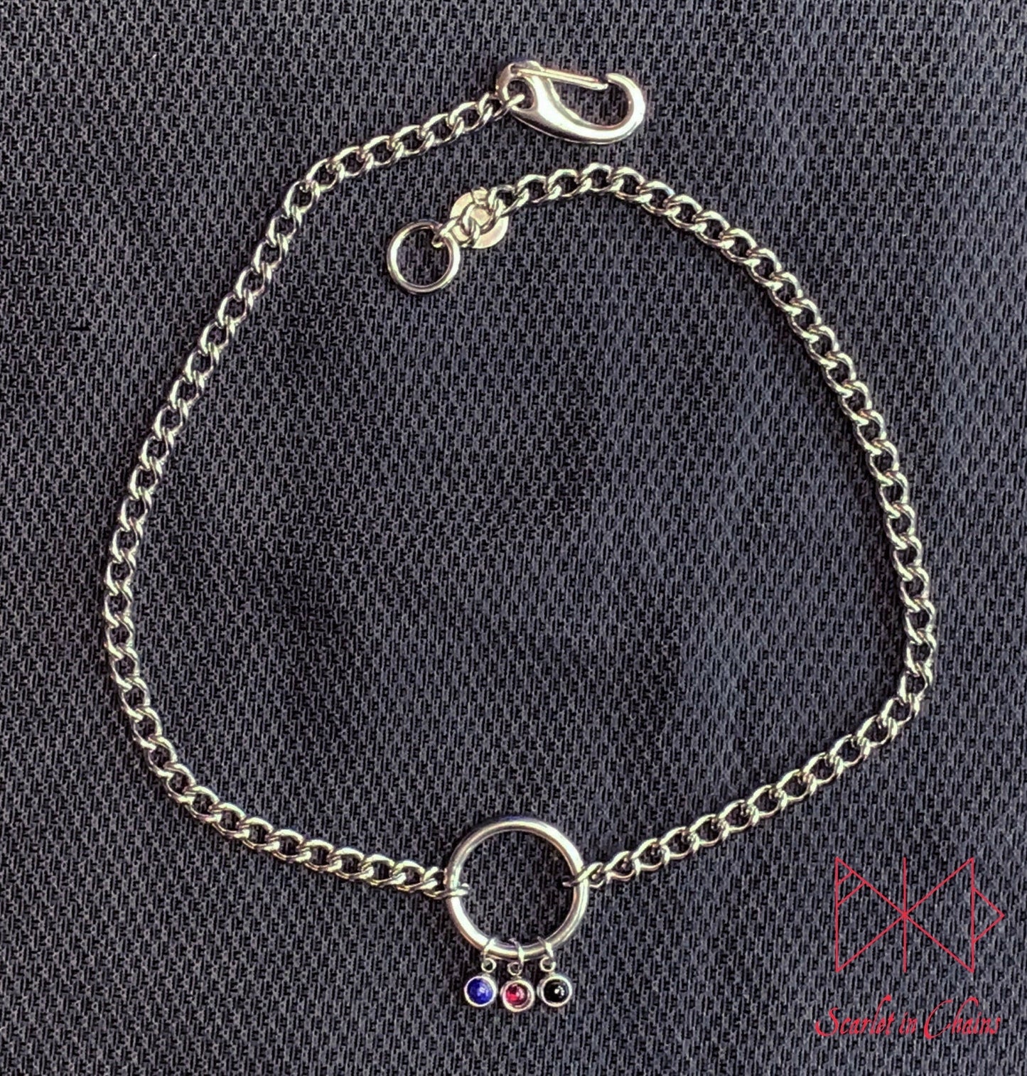 Pride Stainless steel O ring day collar - LGBTQ+ - Trans Pride jewellery - Bisexual necklace - Asexual jewellery - Pride - Non Binary Shown Flat Polyamorous