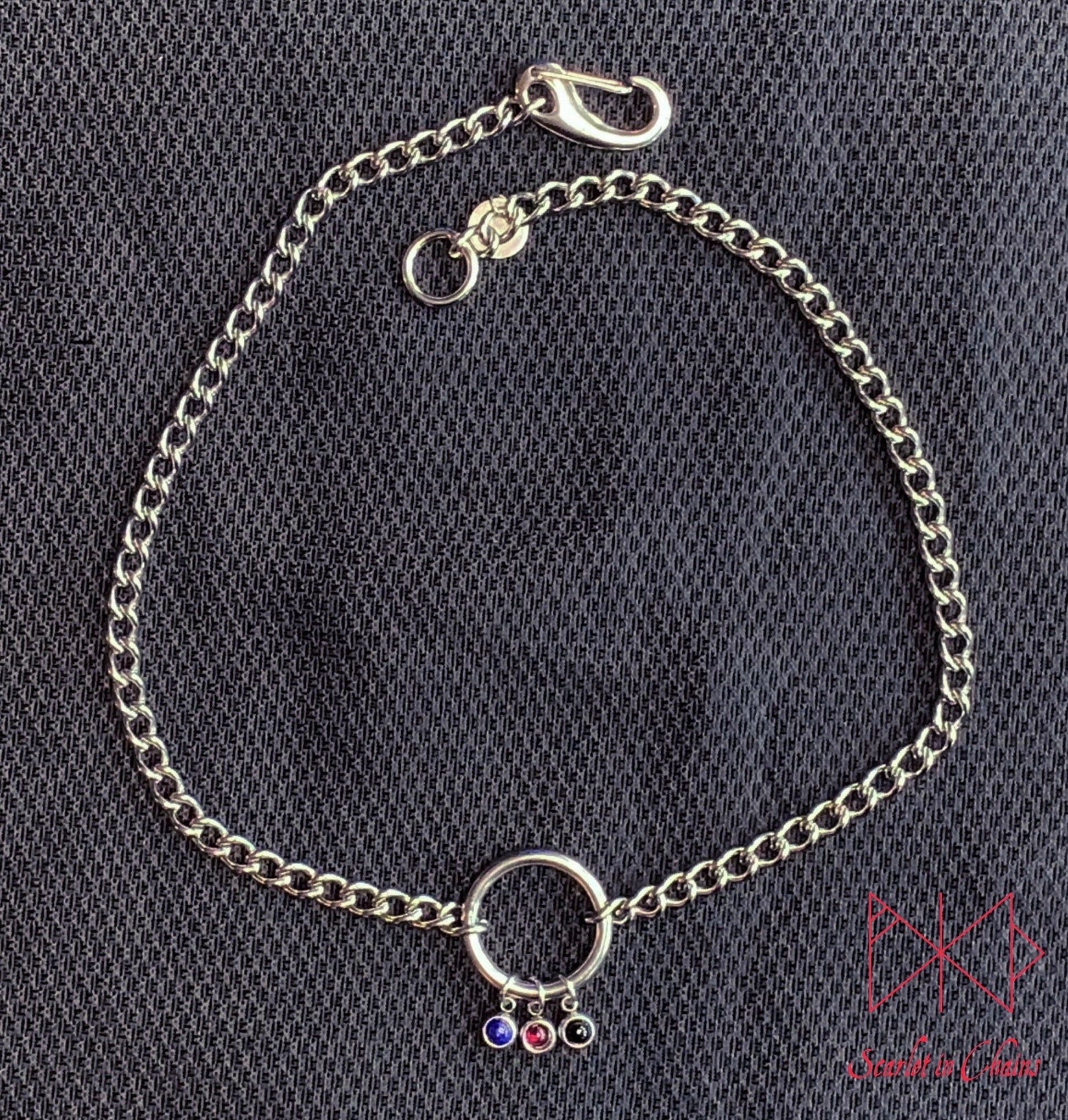 Pride Stainless steel O ring day collar - LGBTQ+ - Trans Pride jewellery - Bisexual necklace - Asexual jewellery - Pride - Non Binary Shown Flat Polyamorous